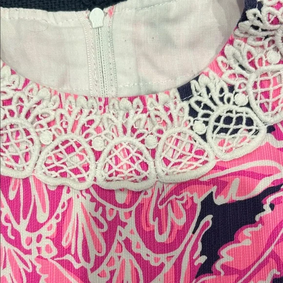 Lilly Pulitzer Pink and Navy Pineapple Print Girls Dress - Picture 2 of 4